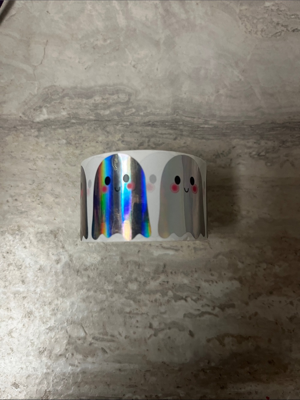 Cute Holographic Ghost Sticker Roll - (50) White/Holographic